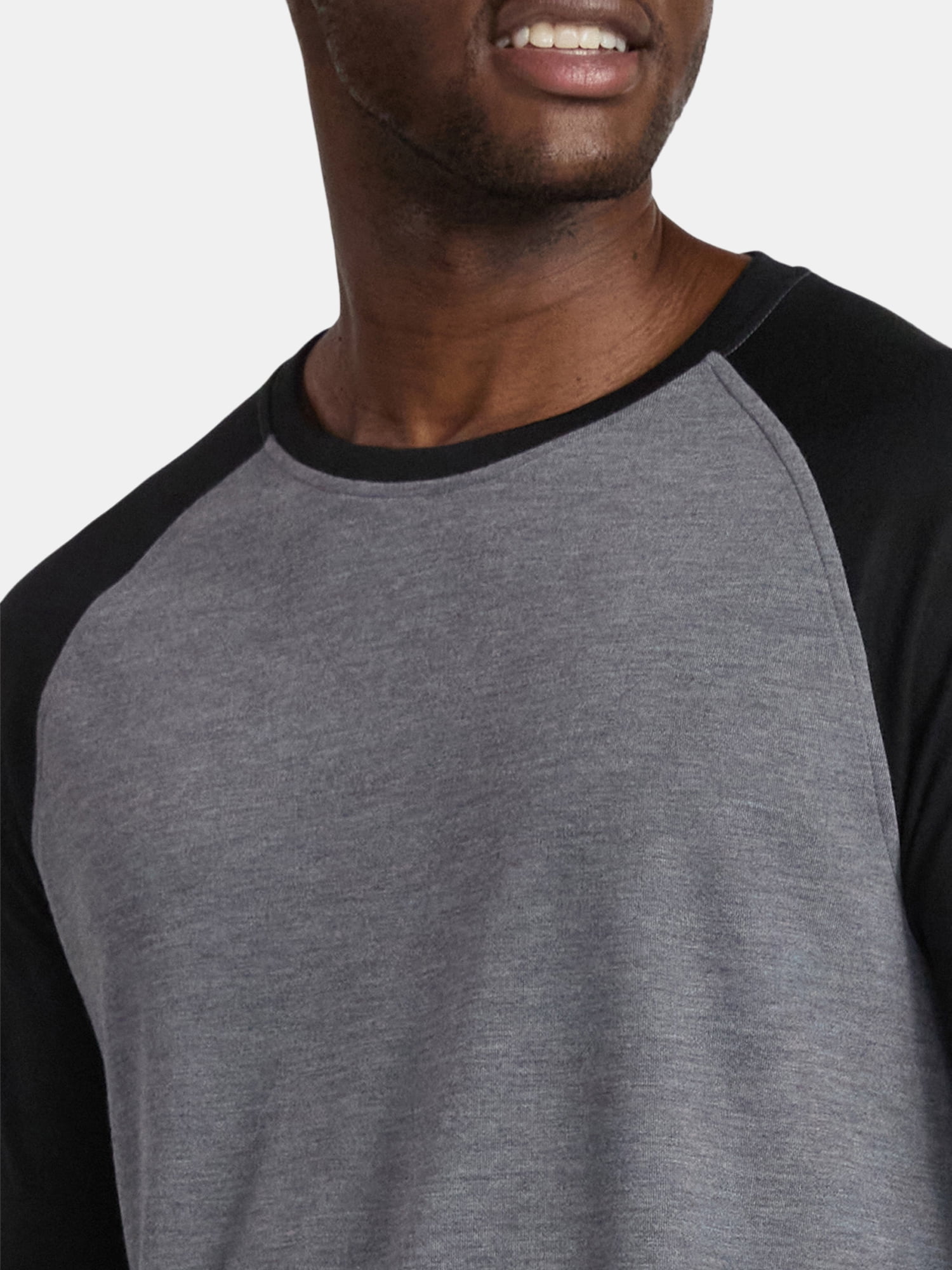 George Men's & Big Men's Relaxed Fit Raglan Tee with Long Sleeves, Sizes S-3XL