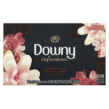 Downy Infusions Fabric Softener Dryer Sheets, Amber Blossom, 90 Count