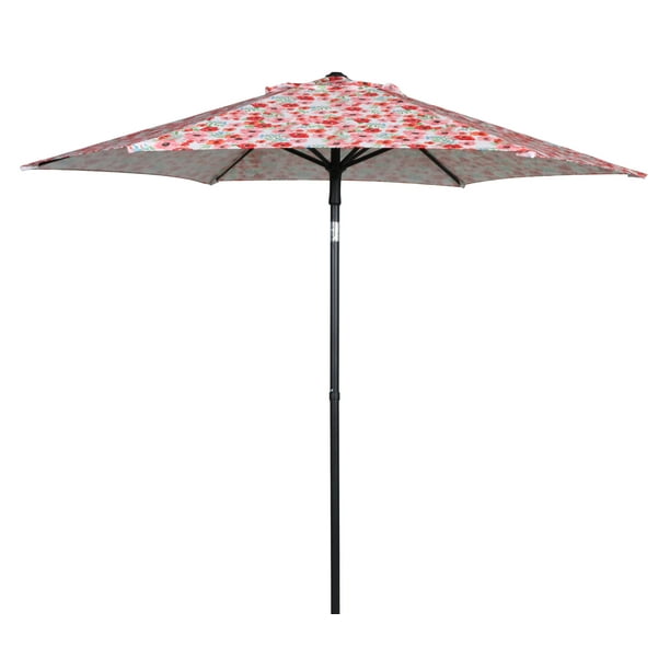 Mainstays 7.5ft Pink Poppy Floral Round Outdoor Tilting Market Patio