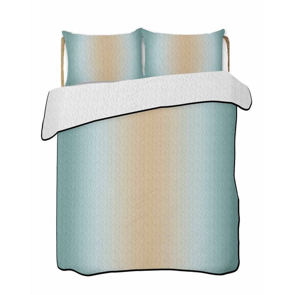 Quilts King Size, Khaki Turquoise Ombre Soft Comforter Bedding Set for Bed, Modern Abstract Art Gradient Lightweight Quilted Bedspread with Pillow Cover(2 Pieces) for All Season, 96x106 Inch