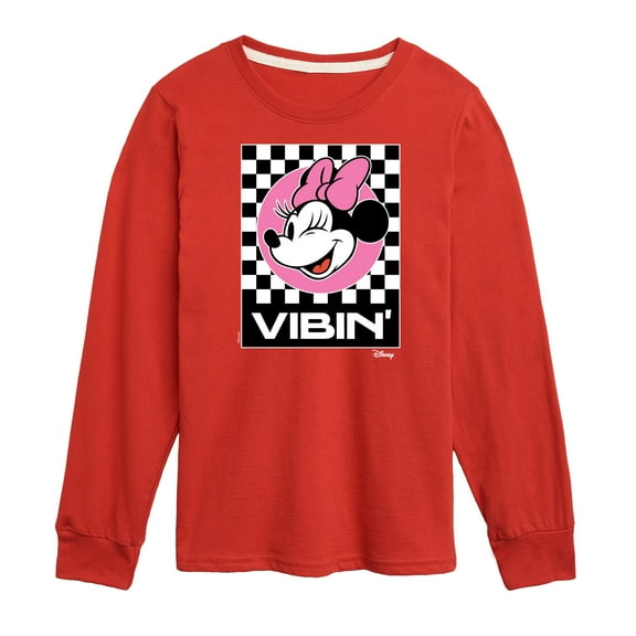 Disney - Minnie Mouse - Checkered Board Vibin' - Youth Long Sleeve Graphic T-Shirt