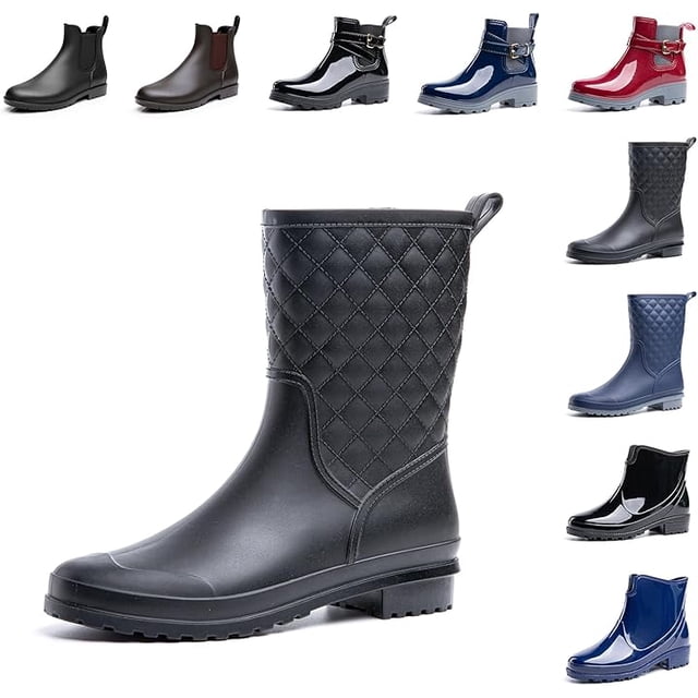 Botas de goma para mujer, botas Chelsea cortas, botines, botas de lluvia antideslizantes e impermeables, botines de goma para mujer, para exteriores, a prueba de viento