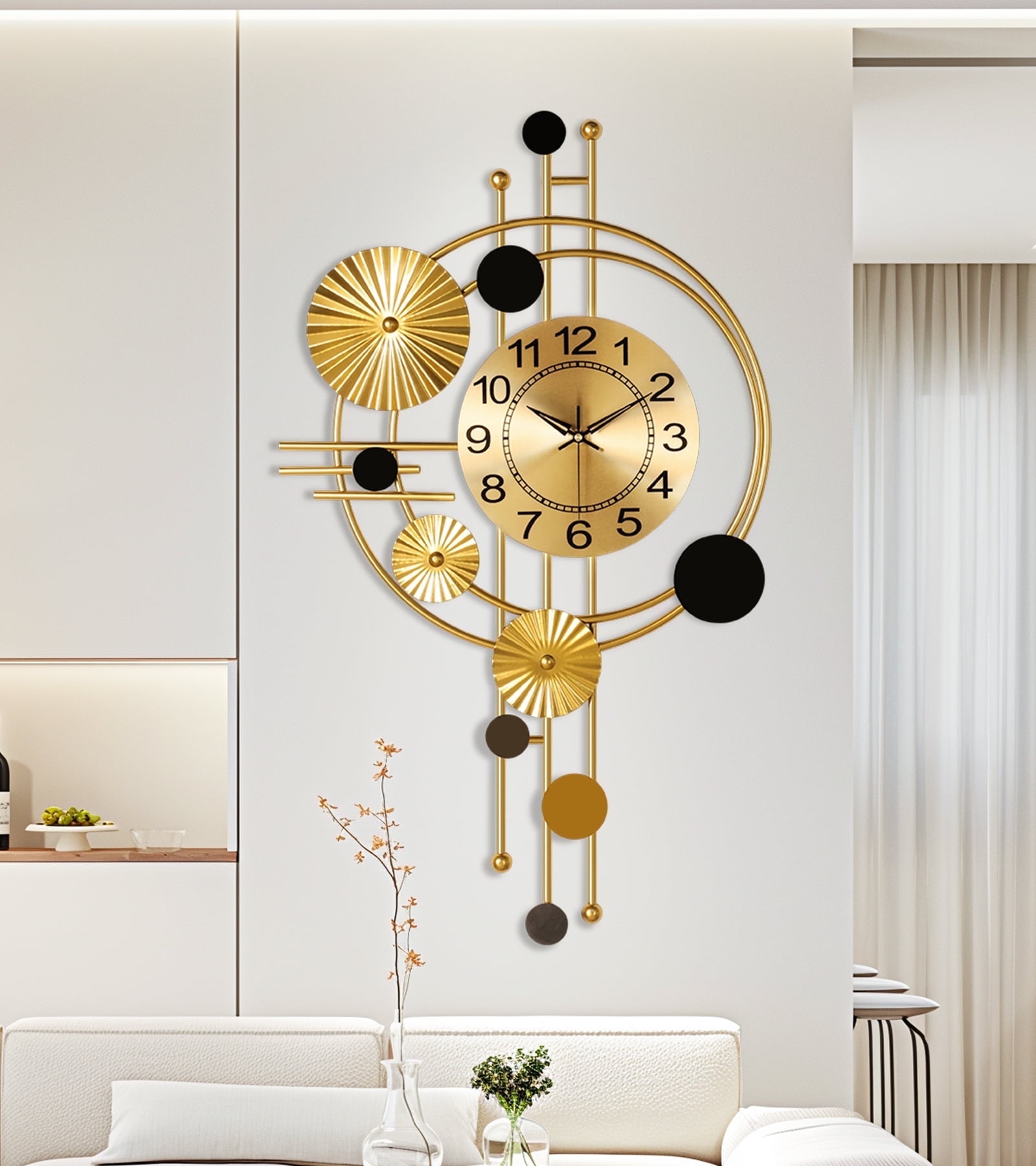 Wall Clock,30" Large Wall Clock, Modern Clocks for Living Room, Geometric Design - Silent Wall Clock, Battery Operated, for Living Room,Bedroom,Kitchen,Study or Entryway Decor