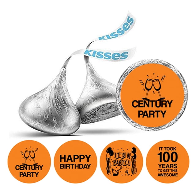 Darling Souvenir Its Took 100 Years Birthday Theme Stickers Candy Labels DIY 190 Pcs-Orange