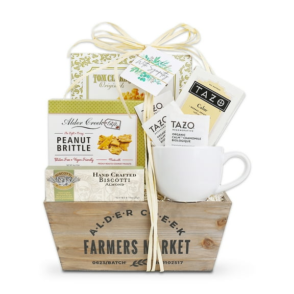 Alder Creek Gift Baskets With Sympathy Serenity Tea Crate (6 Items)