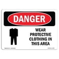 thumbnail image 1 of SignMission OS-DS-A-710-L-1613 7 x 10 Po Signe de Danger OSHA - Porter des Vêtements de Protection dans Cette Zone, 1 of 1