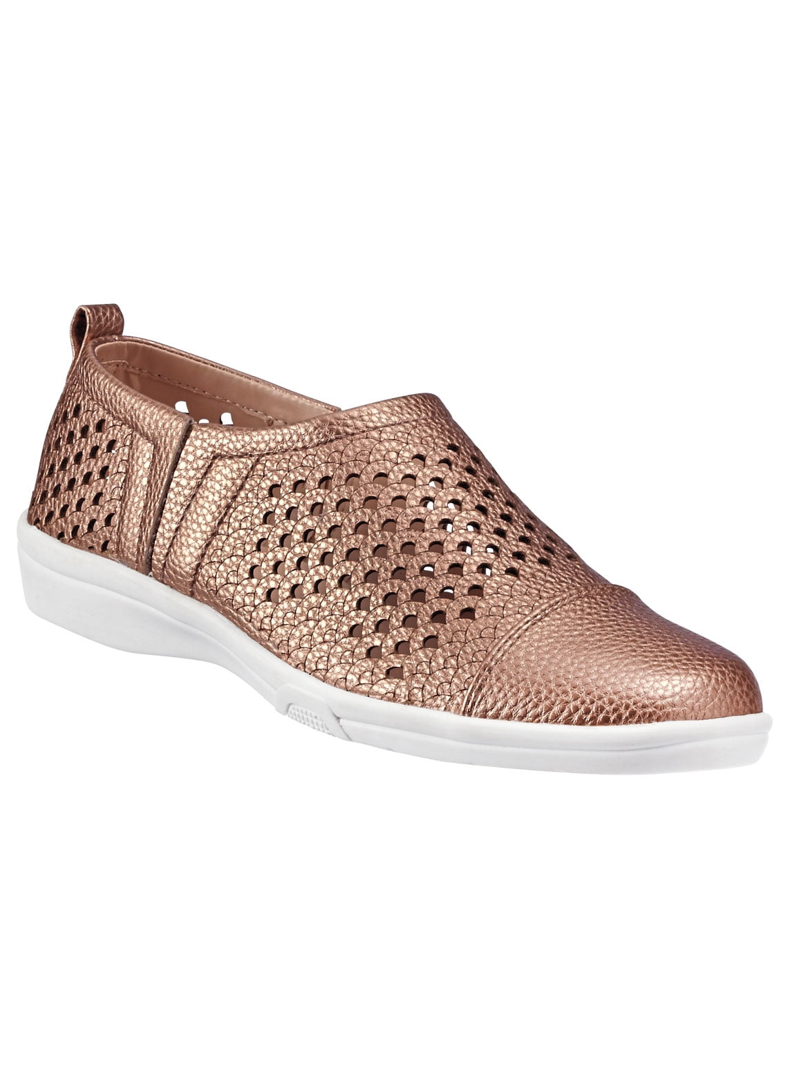 metallic slip on shoes