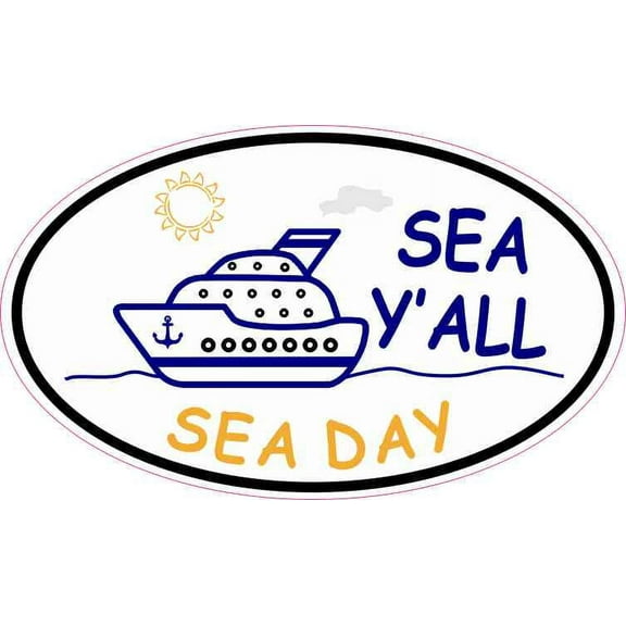 5in x 3in Cruise Ship Oval Sea Yall Vinyl Sticker