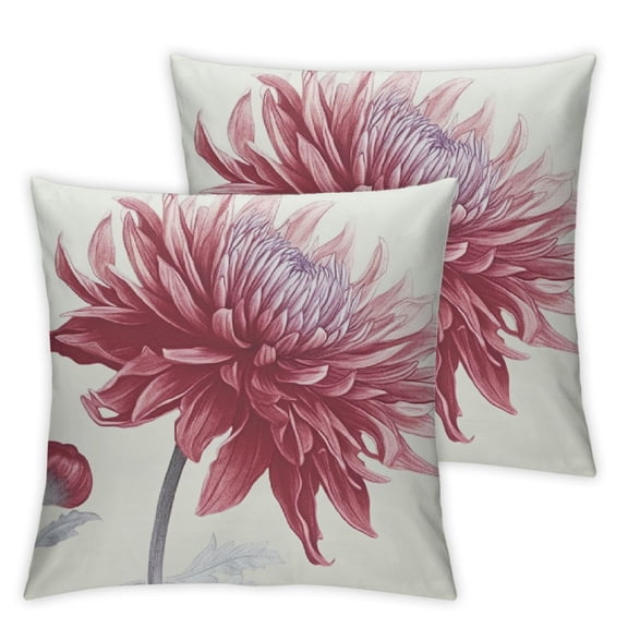 Heduofu Throw Pillow Cases Pack of 2 Cozy Fleece Colorful Dahlia Flower Flora Background Decorative Cushion Covers for Couch Bed Sofa Farmhouse Decoration Burgundy Grey White
