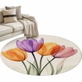 thumbnail image 2 of Area Rug 36in, Spring Floral Colorful Tulip Floor Carpet Living Room Rug, Countryside Wild Flower Non-Slip Welcome Mat Indoor Rugs for Bedroom Dining Room, 2 of 9