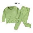 thumbnail image 4 of Sonducket Ropa interior térmica para niños, manga larga elástica, cuello , Otoño Invierno, oficina, escuela, exterior, Tops cálidos, traje Pijama Verde 160cm, 4 of 6