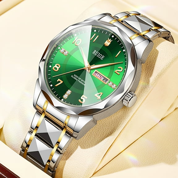 RUIGE new men's watch with digital scale, men's stainless steel luminous waterproof trend watch