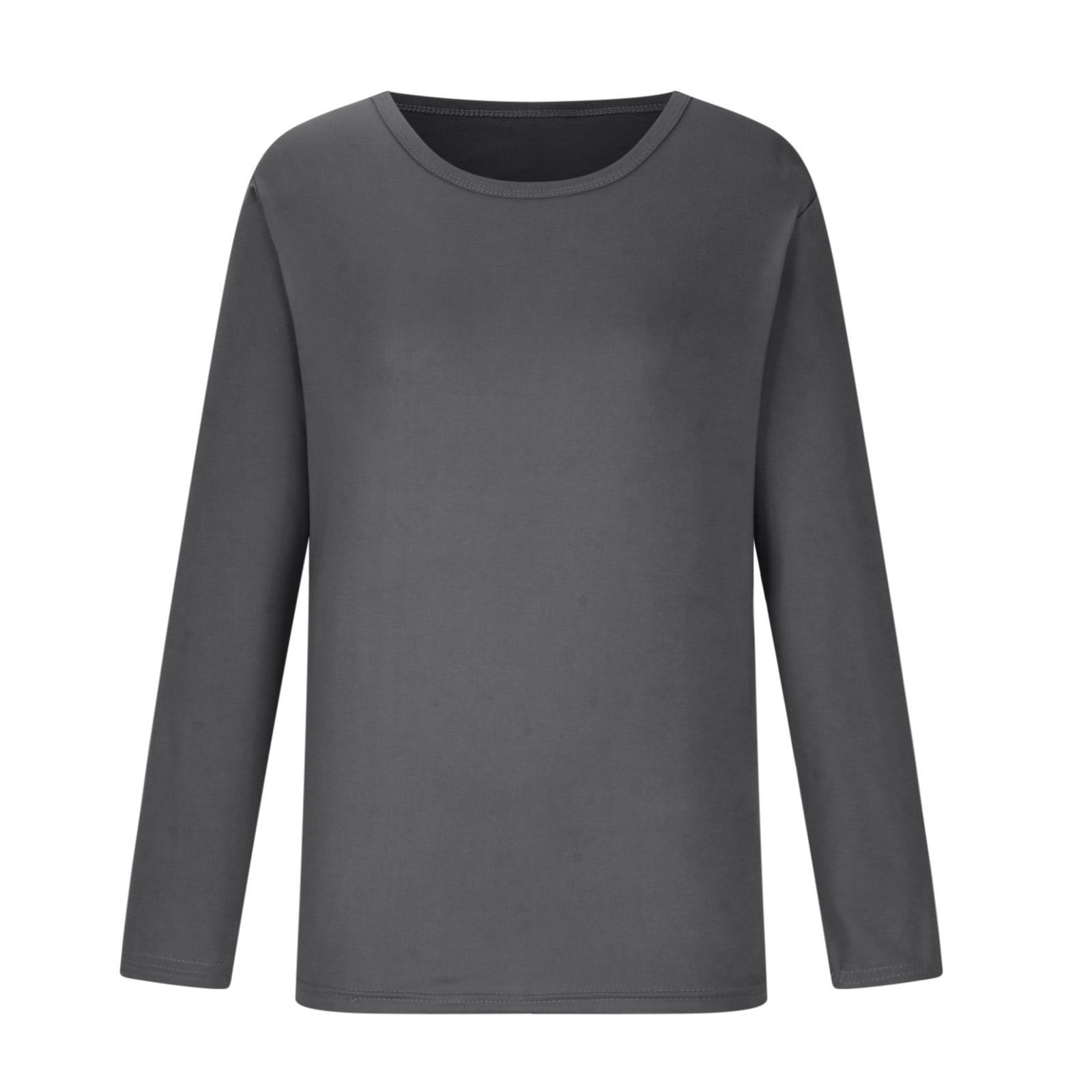 XFLWAM Women's Long Sleeves Crew Neck Tops Basic Stretch Slim Fit