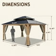 thumbnail image 3 of COOS BAY 13x15 Hardtop Gazebo Outdoor Patio Wood Gazebo Double Roof Galvanized Steel Gazebo Canopy with Netting and Curtains, 3 of 8