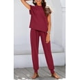 thumbnail image 2 of BTFBM Women's Two Piece Tracksuit Outfits Summer Short Sleeve Tops Long Pants Jogger Lounge Matching Sets Sweatsuit, 2 of 7