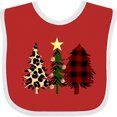 thumbnail image 3 of Inktastic Three Christmas Trees in Plaid and Leopard Print Boys or Girls Baby Bib, 3 of 4