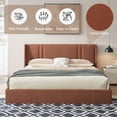 thumbnail image 4 of King Lift up  Large Storage Platform Bed Frame with Fabric Upholstered Wingback 41.73" High Headboard,Ocher, 4 of 14