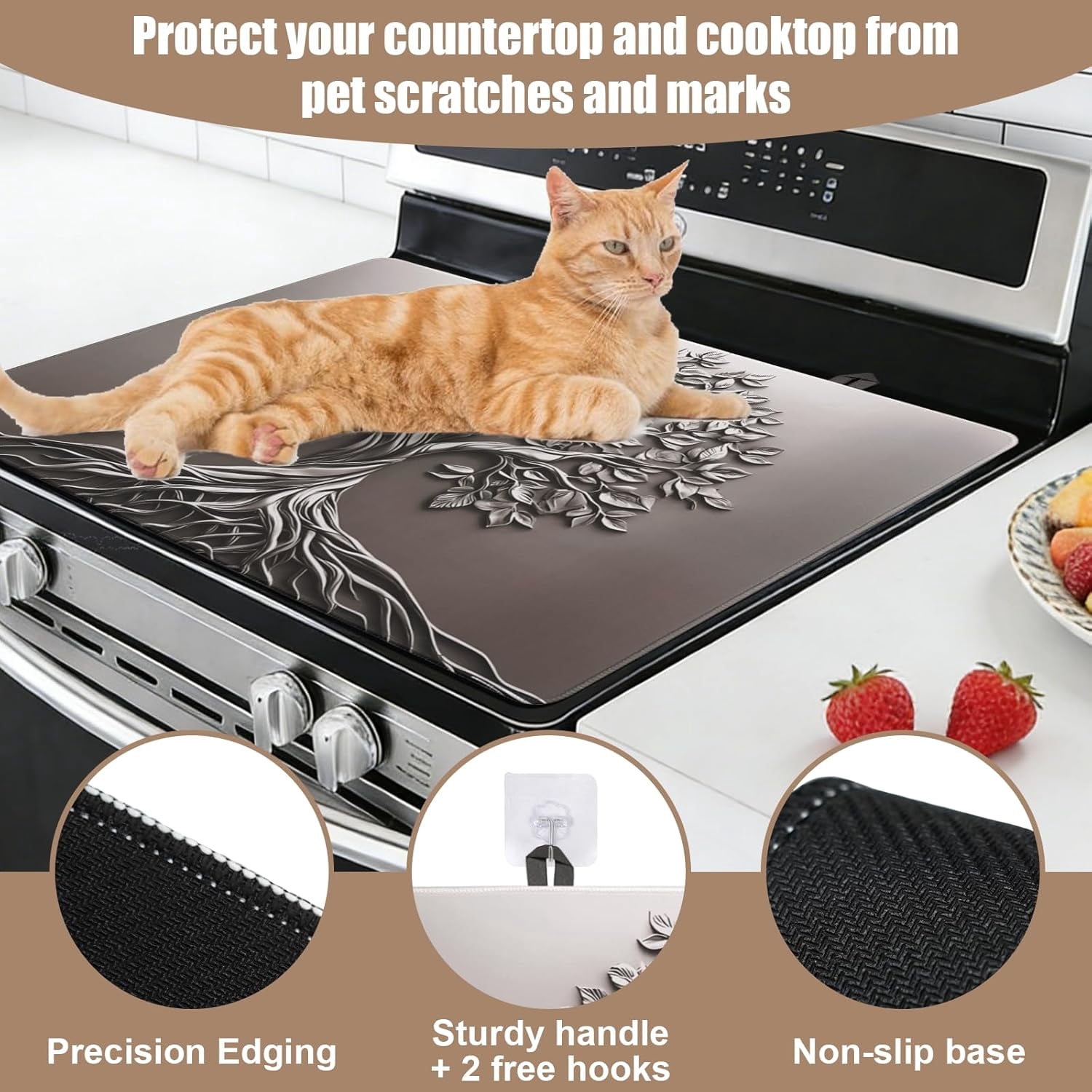 Stove Top Covers for Electric Stove, Glass Cooktop Protector Heat Resistant Stovetop Mat for Kitchen Decor 28 x 20 Inch