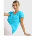 thumbnail image 4 of Hanes Women's Slub Jersey Shirred V-Neck T-Shirt Process Blue S, 4 of 5