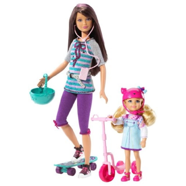 barbie sisters with bikes and scooters