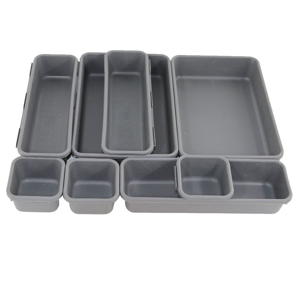8Pcs Interlocking Bins Smart Interlocking Storage Bins Drawer Organizer