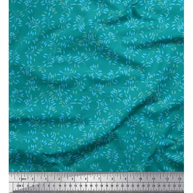 Soimoi Polyester Crepe Fabric Artistic Leaves Print Fabric by The Yard 52 Inch Wide