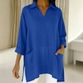 thumbnail image 7 of Bixock Women's Maternity Tops Long Sleeve Shirts V Neck Cotton Linen Loose Pregnant Casual Blouse with Pockets Soft Breathable Daily Wear Maternity Clothings, 7 of 7