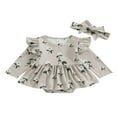 thumbnail image 1 of Baby Girls Autumn Romper Dress Floral Print Ruffles Long Sleeve Button Jumpsuits Headband, 1 of 9