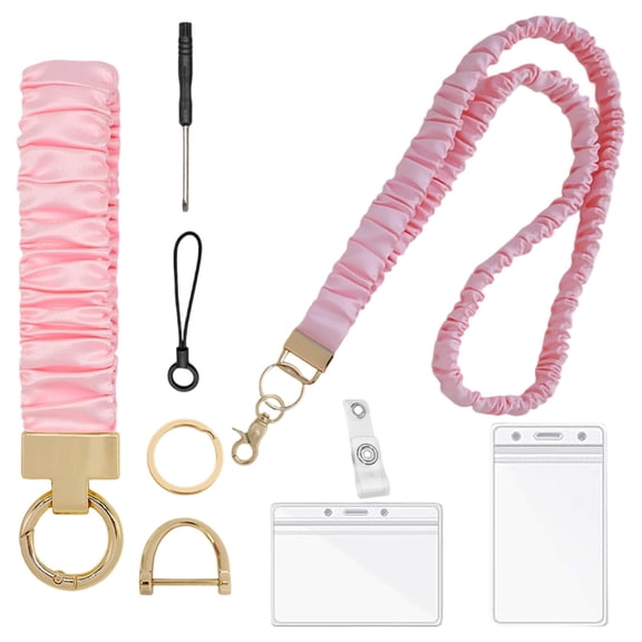 Scrunchie Lanyard with ID Holder Cute Teacher Lanyard for ID Badges Cute Stretchy Lanyards for Teachers Women with Badge Holder