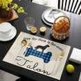 thumbnail image 3 of Blue Black Buffalo Checkered Placemats Set of 6, Bones Cute Dogs Pets Placemats for Dining Table, Place Mats for Kitchen Tabletop, Waterproof Wipeable Dining Table Mats Set, 3 of 9