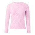 thumbnail image 6 of Mesh Top Women Women's Long Sleeve Neck Sheer Blouse See Through Floral Lace Tops Pink M, 6 of 6
