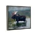 thumbnail image 3 of Stupell Industries Moose Lake Ripples Splashing Animals & Insects Painting Gray Floater Framed Art Print Wall Art, 3 of 6