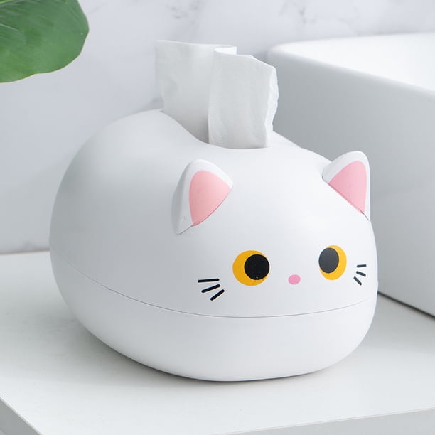 Creative Cute Simple Multifuncional Adorno de almacenamiento Caja de pañuelos nórdica Papel de bombeo Hogar Comedor Sala de estar Mesa de centro Caja de pañuelos de dibujos animados, Blanco LingWen 8390613719980