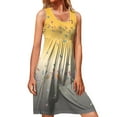 thumbnail image 2 of HKEJIAOI Liquidation Robes Décontractées pour Femmes Cadeau de Noël Mode Femmes Été Décontracté Sans Manches Imprimé Col Rond Robe Débardeur Jaune, 2 of 5