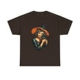 thumbnail image 2 of Halloween Witch with Black Cat Unisex Heavy Cotton Tee T-Shirt, 2 of 12