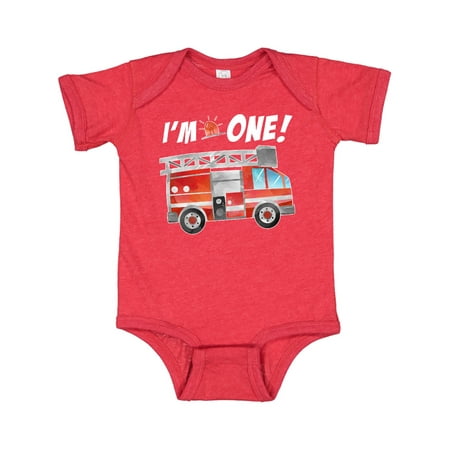 

Inktastic I m 1 Fire Truck 1st Birthday Gift Baby Boy or Baby Girl Bodysuit