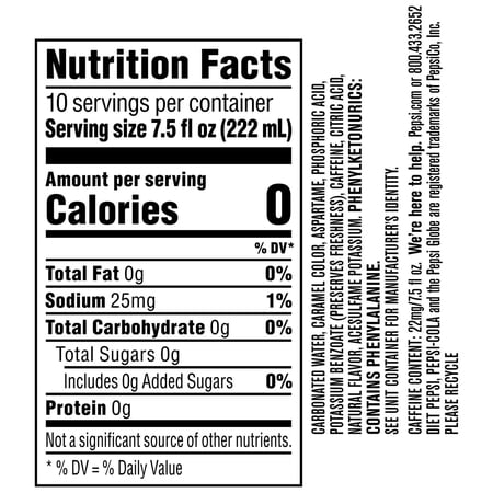 Diet Pepsi Cola Soda Pop, 7.5 fl oz, 10 Pack Mini Cans