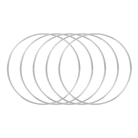 Uxcell 5 Pcs Dream Catcher Rings,Metal Crafts Hoops Floral Hoop 5.5 Inch Macrame Hoops Rings for DIY Crafts Wreath Making Supplies Plant Hangers,Silver
