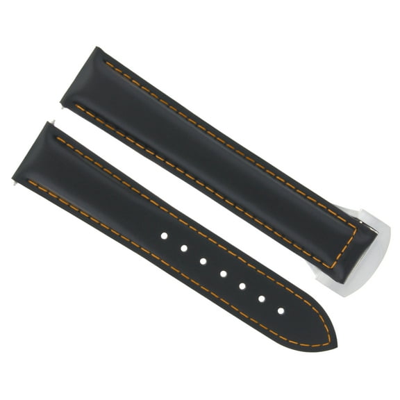 20MM LEATHER WATCH BAND STRAP FOR OMEGA SEAMASTER DEPLOYMENT CLASP BLACK OS