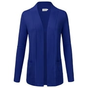 JJ Perfection Women's Solid Knit Open Front Cardigan With Pockets (Plus Size Available)
