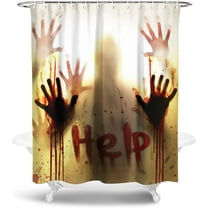 Halloween Shower Curtain 72x72 Bloody Hands Shower Curtain Horror Set Creepy Help for Bathroom Fabric Spooky Shower Curtain Bathroom Set Scary Halloween Shower Curtain Gift for Kids