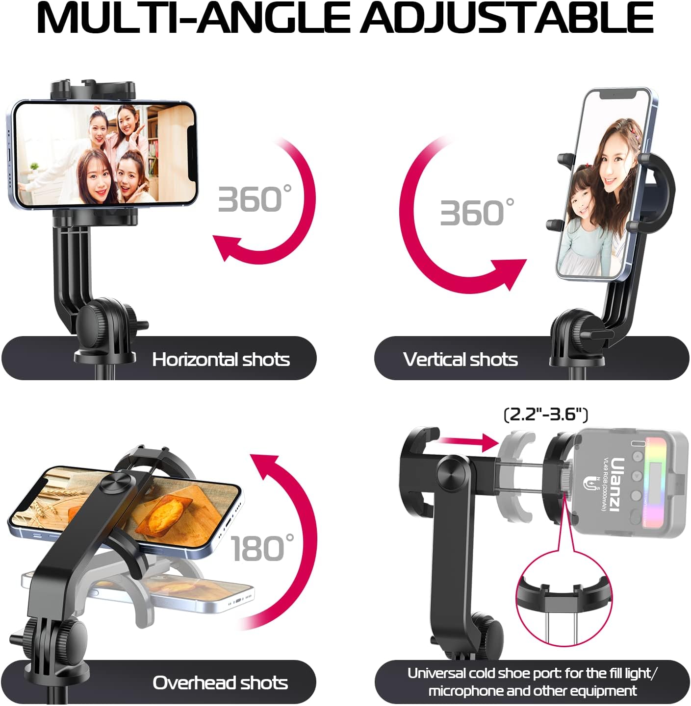 Ulanzi SK-03 Selfie Stick Tripod, 64" Professional Stable Phone Tripod Stand for Smartphone/Action Camera