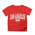 thumbnail image 3 of Girls Los Angeles Letter Print Tunic Tops Short Sleeve T Shirt Top Casual Soft Toddler Baby Girls Summer Clothes,Red,2-3 Years, 3 of 4
