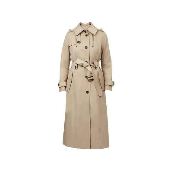 LONDON FOG Women's Khaki Hooded Trench Coat Jacket Belted Regular & Plus Sizes