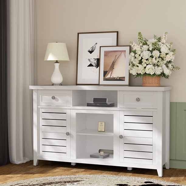 TV Stand for 55 inch TV, Modern Farmhouse TV Console Entertainment