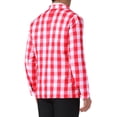 thumbnail image 3 of INSPIRAR CHIC Traje de Día del Padre para Hombre, Blazer de Cuadros Gingham de Un Solo Botón, Corte Regular, Solapa Notch, XL Rojo y Blanco, 3 of 5