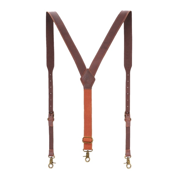 Tourbon Leather Y-Back Tool Suspenders Adjustable Elastic Work Harness for Men, 1-Pack
