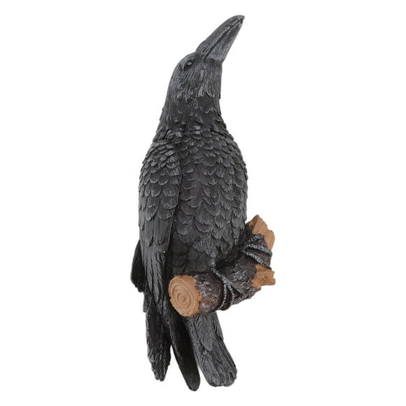 Garden Resin Statue, Black Crow's Perch Wall Sculpture Creative Wall Decoration Resin Sculpture Crafts, Wings Of The World Raven Miniature Plastic Minature, Outdoor Bird Resin