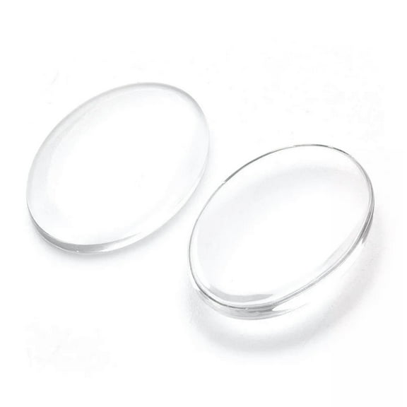EOEMY 20Pcs Clear Oval Flatback Glass Cabochons Dome Jewelry Setting Covers 25X18mm
