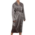 thumbnail image 3 of Birdeem Men Solid Casual Long Sleeves Lace-Up Home Pocket Long Pajama Robe, 3 of 9